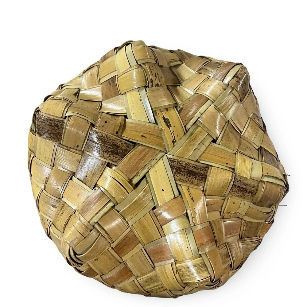 Large Vintage Handwoven Lidded Basket